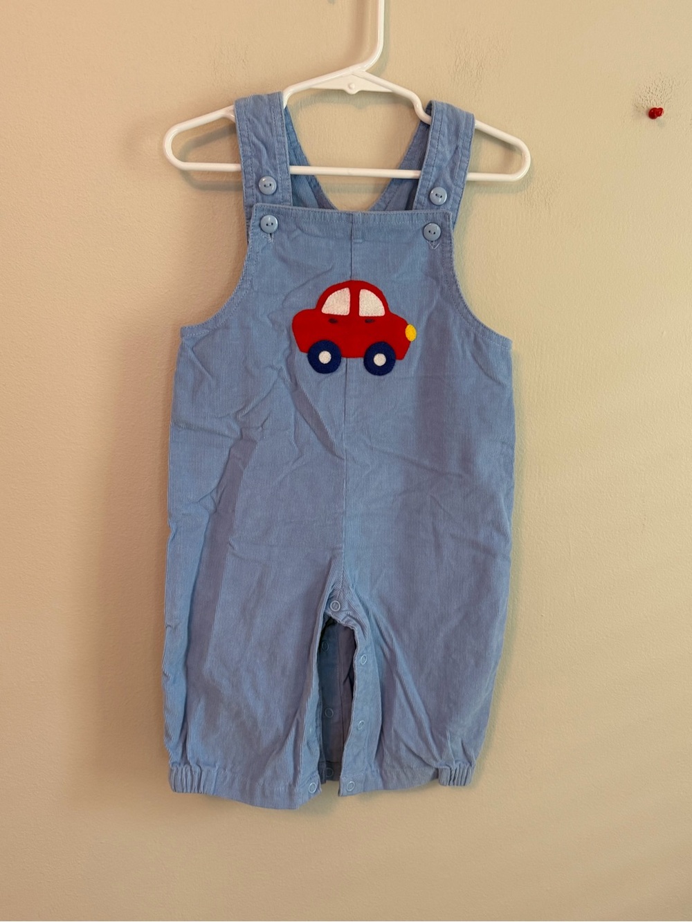 Baby Luigi Blue Longalls with a Car Design